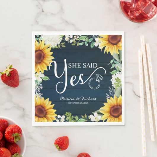 Ze zei ja Rustige zonnebloemen verlovingsfeestje Servet (Insitu)