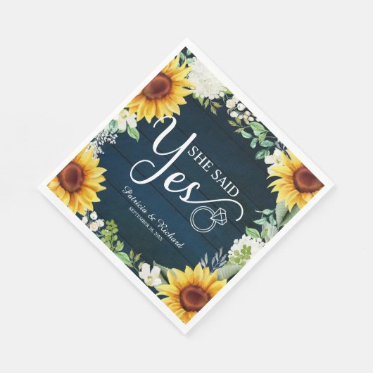 Ze zei ja Rustige zonnebloemen verlovingsfeestje Servet (Hoek)