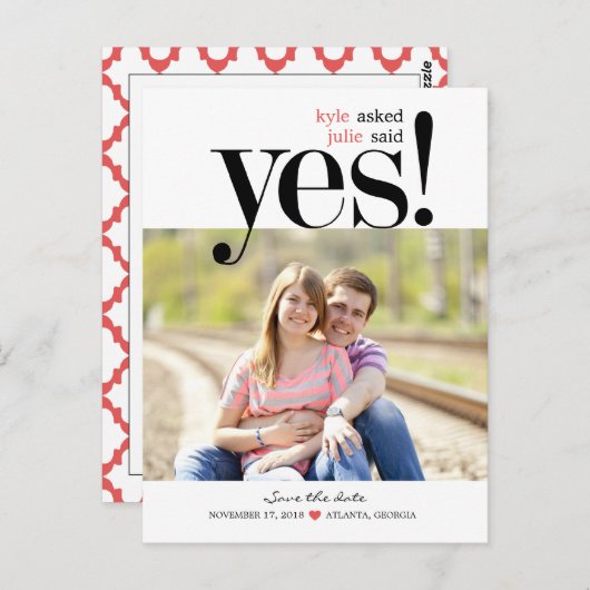 ZE ZEI JA Save the Date Briefkaart (Voorkant / Achterkant)