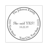 Ze zei ja, save the date  Retouradres Rubberstempel (Afrduk)