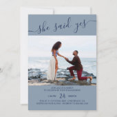 Ze zei ja script blauw foto Verloving Kaart (Voorkant)