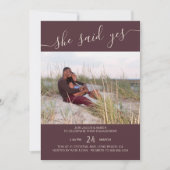 Ze zei ja script Roos bruin foto Verloving Kaart (Voorkant)