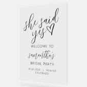 Ze zei JA Script Ze zei Ja Bruidsmeisje Feest Acryl Bord (Hoek)