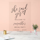 Ze zei JA script ze zei ja Vrijgezellenfeest Acryl Bord (Huwelijk)