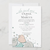 Ze zei ja Seashell Verloving Coral Blauwgroen Kaart (Voorkant)