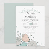 Ze zei ja Seashell Verloving Coral Blauwgroen Kaart (Voorkant / Achterkant)