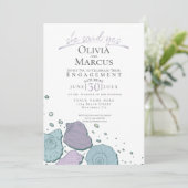 Ze zei ja Seashell Verloving Lila Dusty Blue Kaart (Staand voorkant)