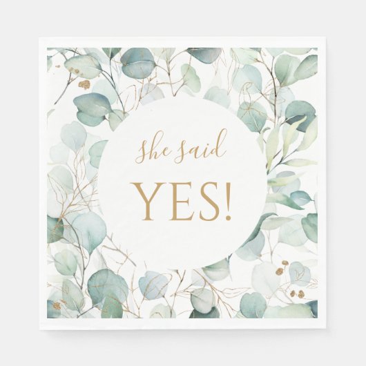 Ze zei ja servetten eucalyptus bruidsfeest (Voorkant)