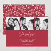 Ze zei ja simpel kerstfoto-Verloving Feestdagenkaart (Voorkant / Achterkant)
