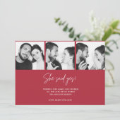 Ze zei ja simpel kerstfoto-Verloving Feestdagenkaart (Staand voorkant)