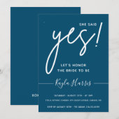 Ze zei ja Simple Bridal Shower Uitnodiging (Voorkant / Achterkant)