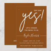 Ze zei ja Simple Bridal Shower Uitnodiging (Voorkant / Achterkant)