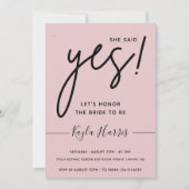 Ze zei ja Simple Bridal Shower Uitnodiging (Voorkant)