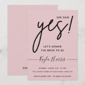 Ze zei ja Simple Bridal Shower Uitnodiging (Voorkant / Achterkant)
