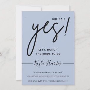 Ze zei ja Simple Bridal Shower Uitnodiging