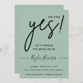 Ze zei ja Simple Bridal Shower Uitnodiging (Voorkant / Achterkant)