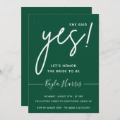 Ze zei ja Simple Bridal Shower Uitnodiging (Voorkant / Achterkant)