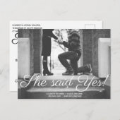 Ze zei ja sparen de aankondiging van het huwelijk  briefkaart (Voorkant / Achterkant)