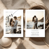 Ze zei ja strand thema foto verlovingsfeest kaart