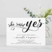 Ze zei ja tegen Black & White Photo Engagement Par Kaart (Staand voorkant)