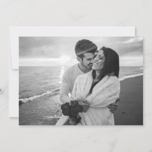 Ze zei ja tegen Black & White Photo Engagement Par Kaart (Achterkant)