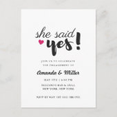 Ze zei ja tegen de Engagement Party Briefkaart (Voorkant)