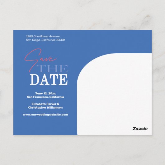 Ze zei ja tegen de moderne bruiloft die de datum o briefkaart (Achterkant)