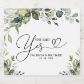 Ze zei ja tegen de wedstrijd sparkling wijnetiket (Enkel label)