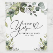 Ze zei ja tegen de wedstrijd wijn etiket (Enkel label)