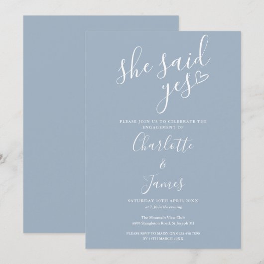 Ze zei ja tegen Deusty Blue Kaart (Voorkant / Achterkant)