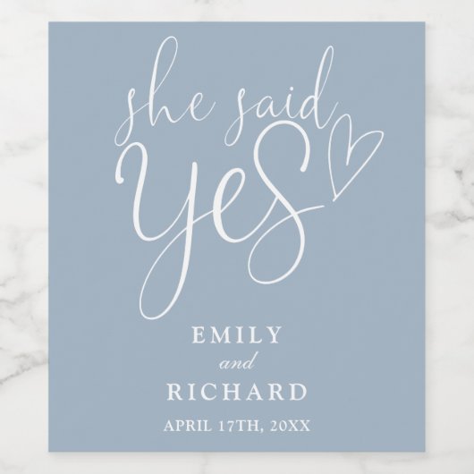 Ze zei ja tegen Deusty Blue Wijn Etiket (Enkel label)