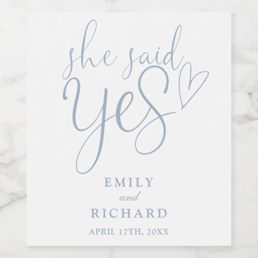 Ze zei ja tegen Deusty Blue Wijn Etiket (Enkel label)