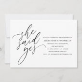 Ze zei ja tegen een moderne Black Script Engagemen Kaart (Voorkant)