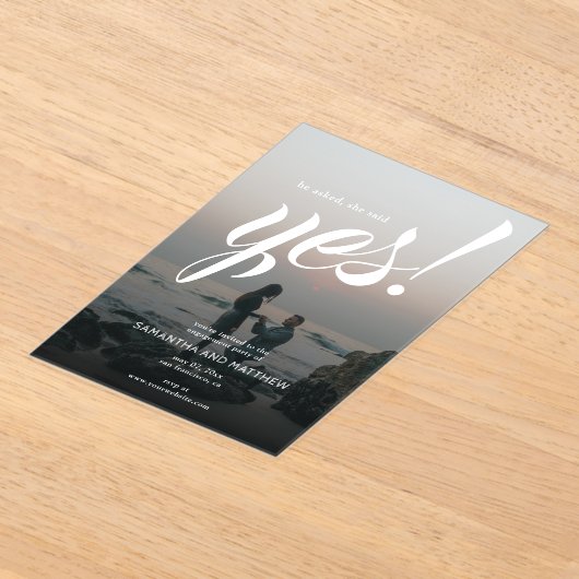 Ze zei ja tegen een moderne verlovingsgroep acryl uitnodigingen (Laagn)