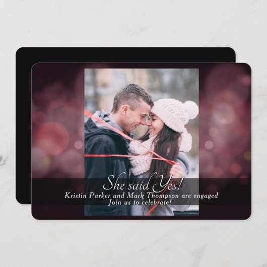 Ze zei ja tegen een verlovingsfeest in Bourgogne Kaart (Voorkant / Achterkant)