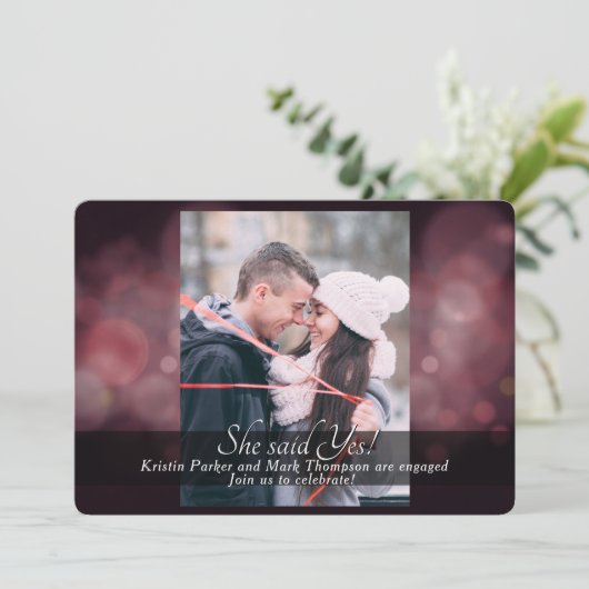 Ze zei ja tegen een verlovingsfeest in Bourgogne Kaart (Staand voorkant)