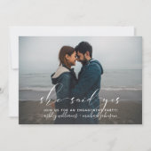 Ze zei ja tegen kalligrafie Foto Engagement Kaart (Voorkant)