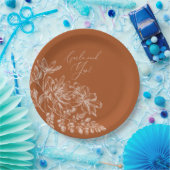 Ze zei ja Terra Cotta Monogram Floral Papieren Bordje (Feest)