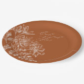 Ze zei ja Terra Cotta Monogram Floral Papieren Bordje (Gekanteld)