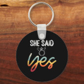Ze zei ja trouwbruidegom verloofde meneer verloofd sleutelhanger (Voorkant)