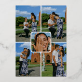 Ze zei ja trouwdatum verloving foto's folie uitnodiging (Achterkant)