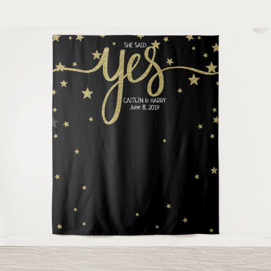 Ze zei ja trouwfoto Booth achtergrond banner Wandkleed (Voorkant)