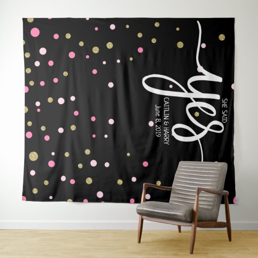 ze zei ja trouwfoto Booth backdrop banner Wandkleed (In Situ (horizontaal))