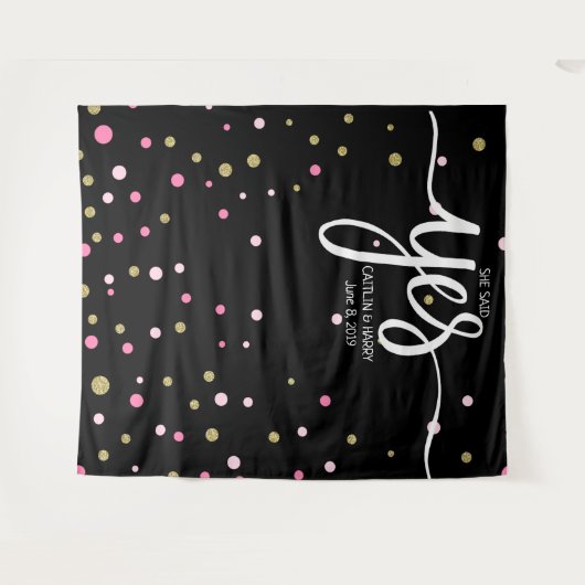 ze zei ja trouwfoto Booth backdrop banner Wandkleed (Voorkant (horizontaal))