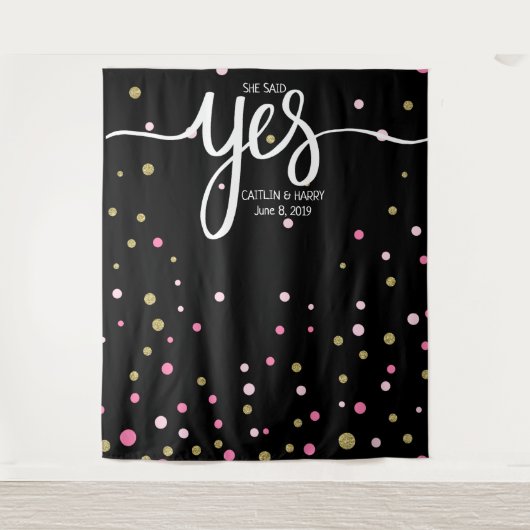 ze zei ja trouwfoto Booth backdrop banner Wandkleed (Voorkant)