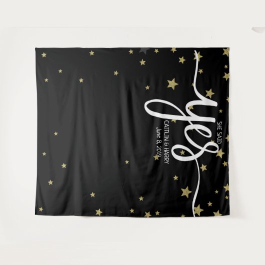 ze zei ja trouwfoto Booth backdrop banner Wandkleed (Voorkant (horizontaal))