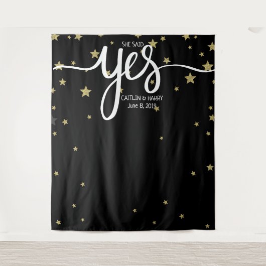 ze zei ja trouwfoto Booth backdrop banner Wandkleed (Voorkant)