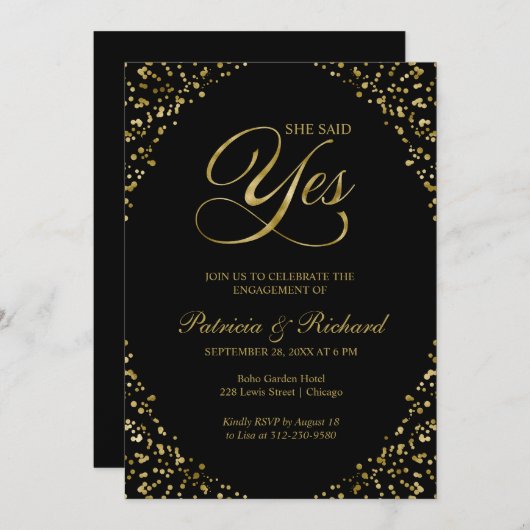 Ze zei ja Uitnodiging van de Engagement Party (Voorkant / Achterkant)