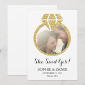 Ze zei ja Uitnodiging van de Engagement Party (Voorkant / Achterkant)