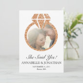 Ze zei ja Uitnodiging van de Engagement Party (Staand voorkant)